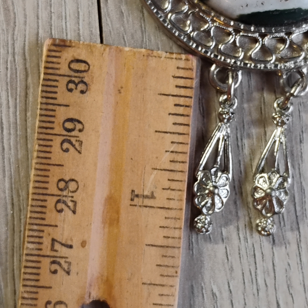 Vintage 15.5" Bloodstone Necklace & Pendant GemstoneSilver Plated Large - Picture 8 of 15